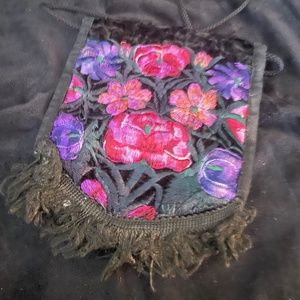 Velvet embroidered crossbody bag